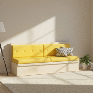 single bench with cushions