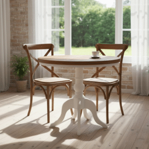 Rustic Two-Tone Round Pedestal Table