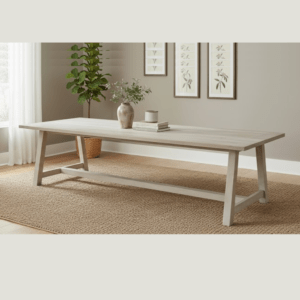 Stonewashed Pine Farmhouse Style Trestle Table