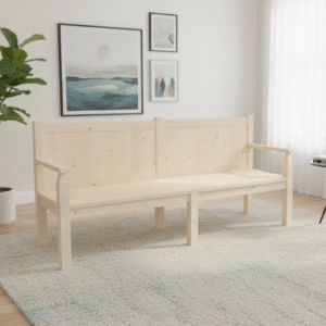 pine settle with solid back