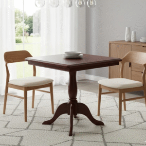 Classic Square Pedestal Dining Table | Wooden Cafe Table