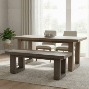 wood bench and table