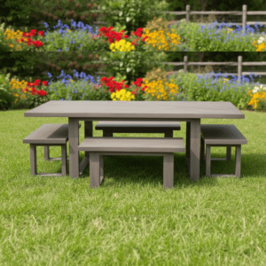 outdoor bench and table