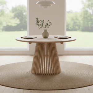 Wooden Dining Table, Bespoke Dining Table, Slatted Skirt Dining Table