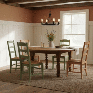 Distressed Chunky Round Farmhouse Table