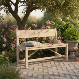 Show Wood Bench With Backrest