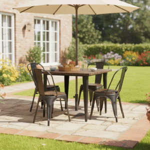 outdoor metalic chair and table