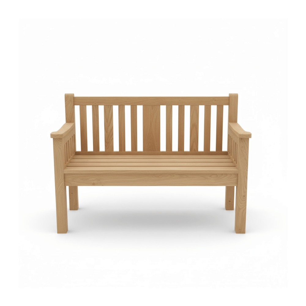 Oak Outdoor Bench with cushions