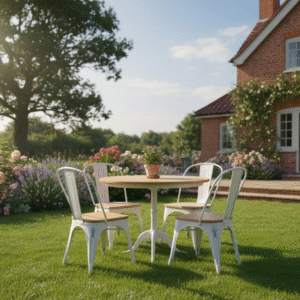 metal chairs and table set