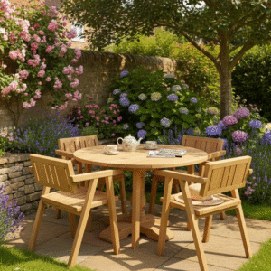 outdoor wood table and chairs
