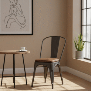 leather seat metalic chair