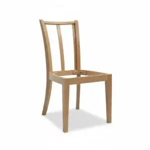 Clover Side Chair solid wood skeleton frame with an open seat and vertical slat back, isolated on a white background.